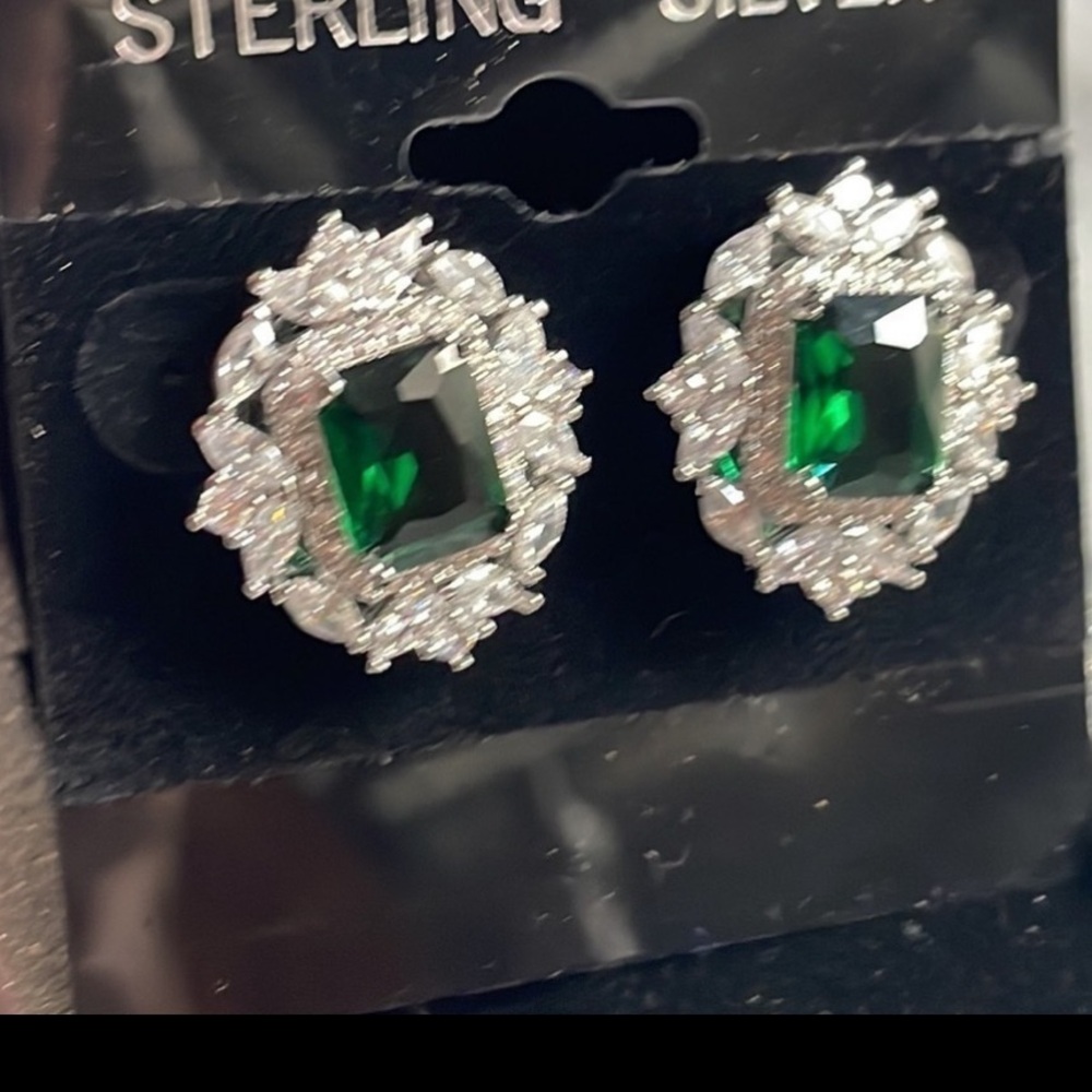 Crystal Earrings emerald Lab made green Zirconia earrings